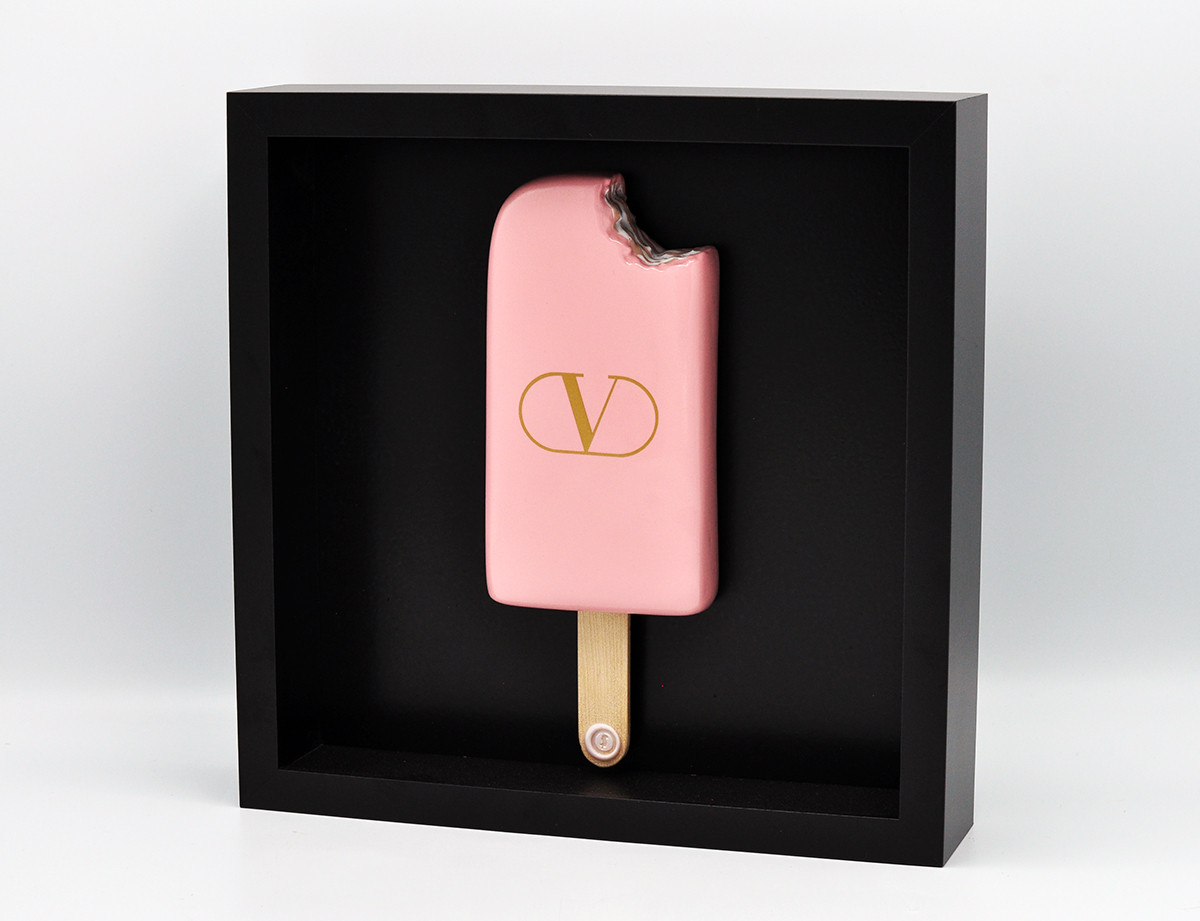 Snek + Valentino, pink with white bite